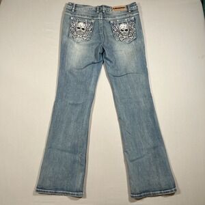 Platinum Plush Women's Size 11 Bootcut Jeans Embellished Skulls Rhinestones Y2K